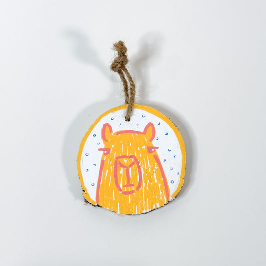 Hand Painted Animal Ornament, Orange Capybara