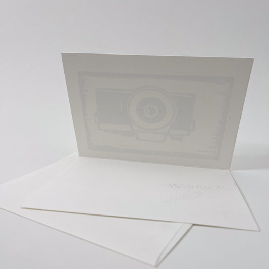 Camera Design Note Card, Hand Printed