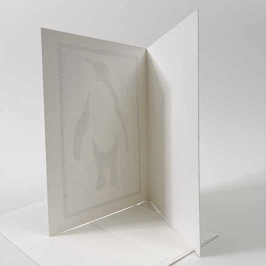 Proud Penguin Design Note Card, Hand Printed