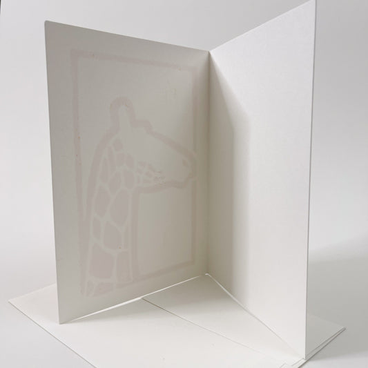 Giraffe Design Note Card, Hand Printed