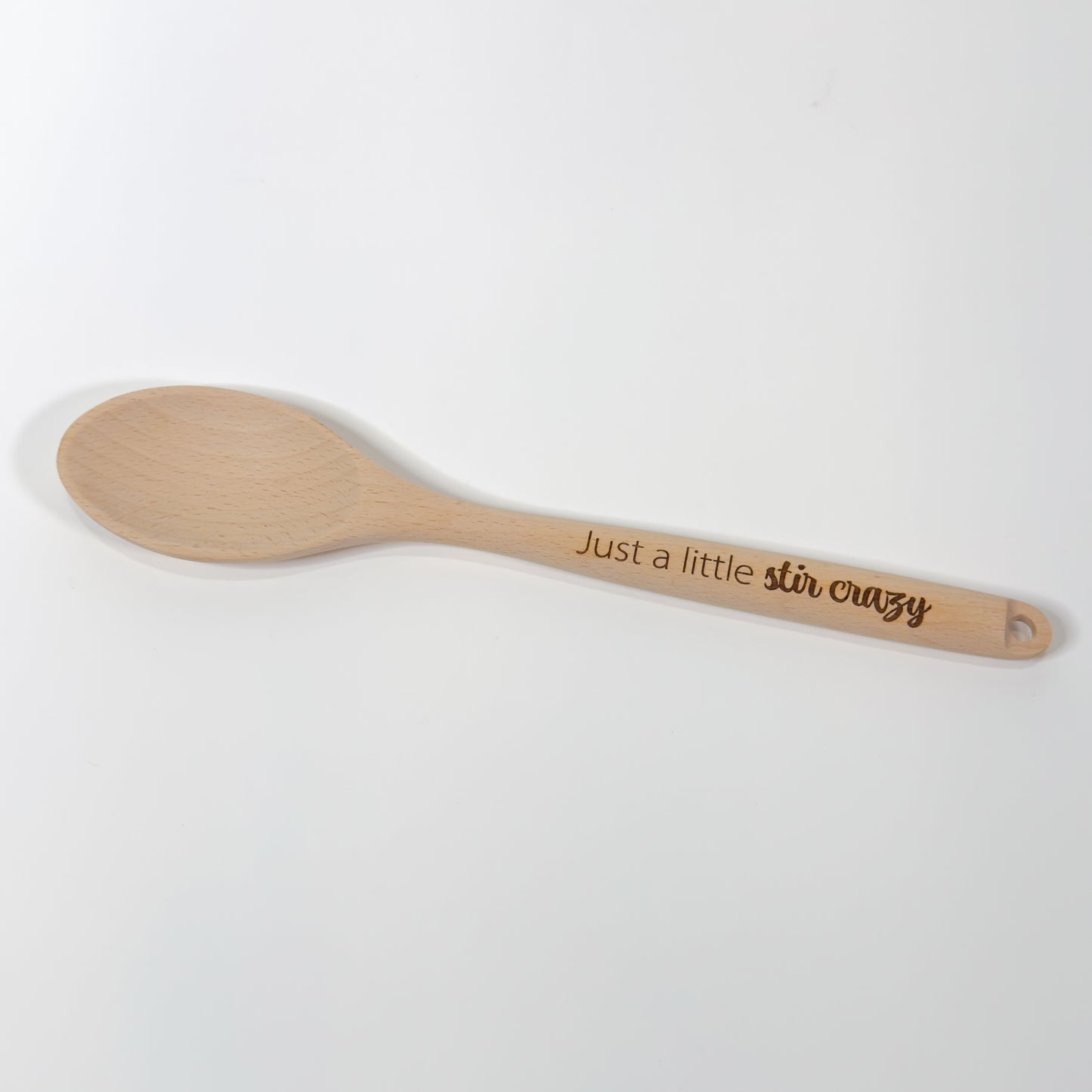 Engraved Wood Spoon, “Just a little stir crazy”
