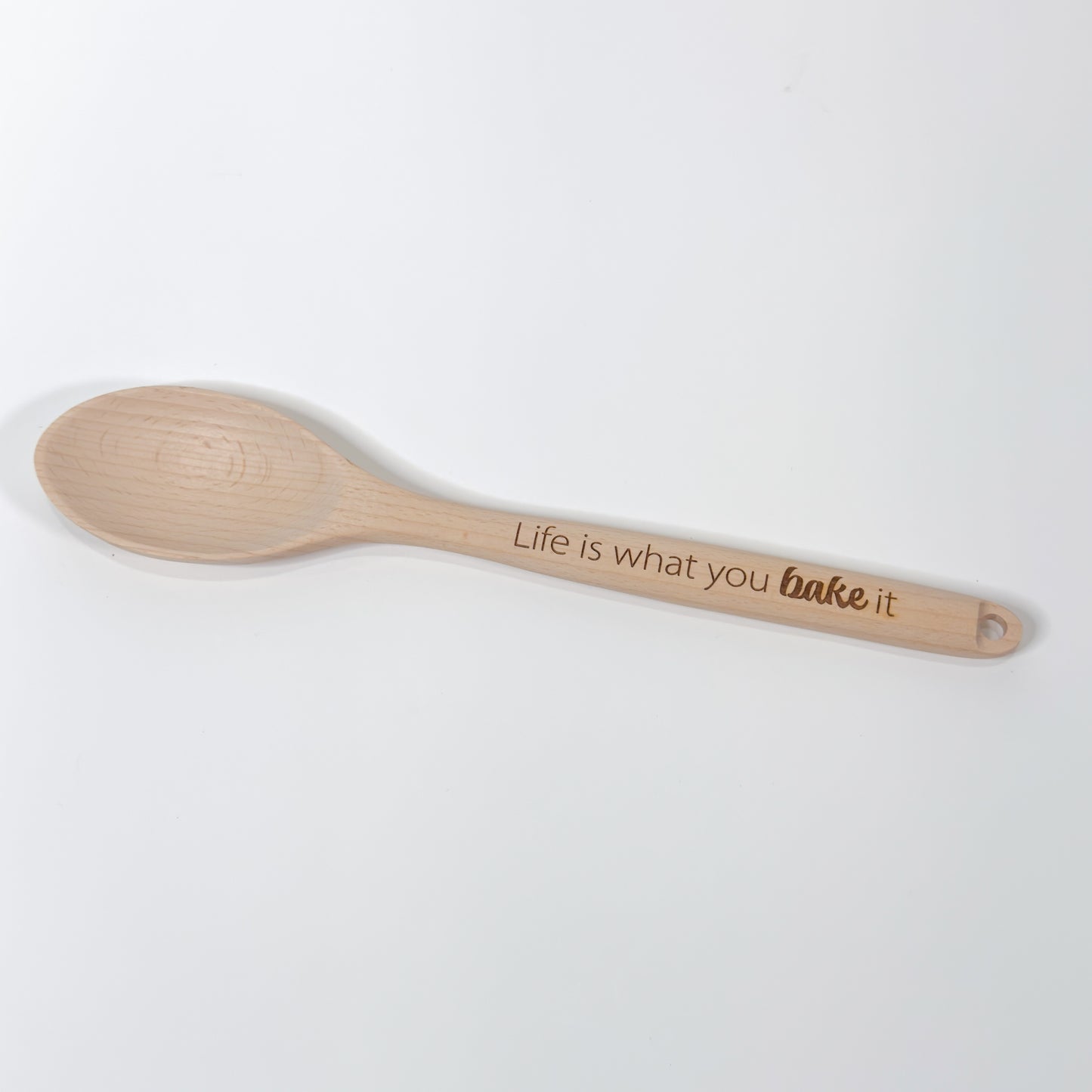 Engraved Wood Spoon, “Life is what you bake it"