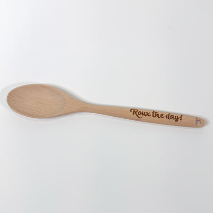 Engraved Wood Spoon, “Roux the day!”