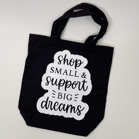 "Shop Small" Hand Printed Canvas Tote