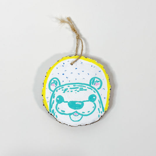 Hand Painted Animal Ornament, Green Otter