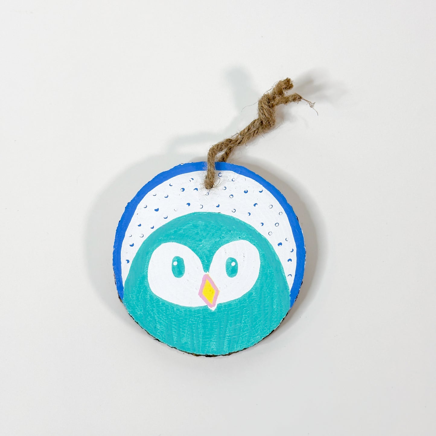 Hand Painted Animal Ornament, Green Penguin