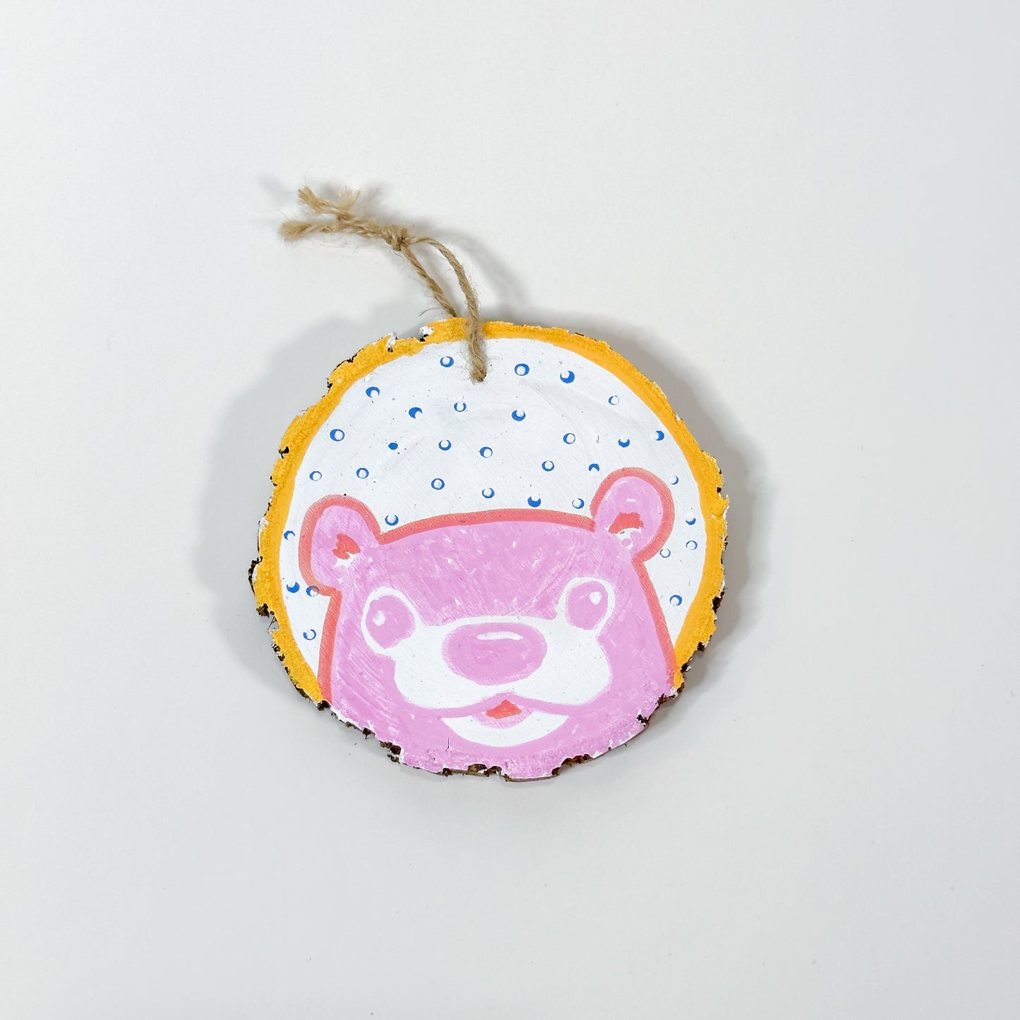 Hand Painted Animal Ornament, Pink Otter