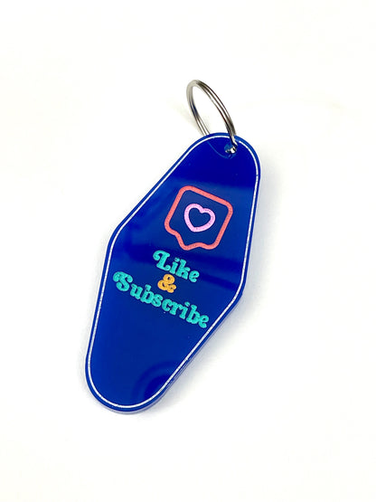 "Like & Subscribe" Personalized QR Code Keychain