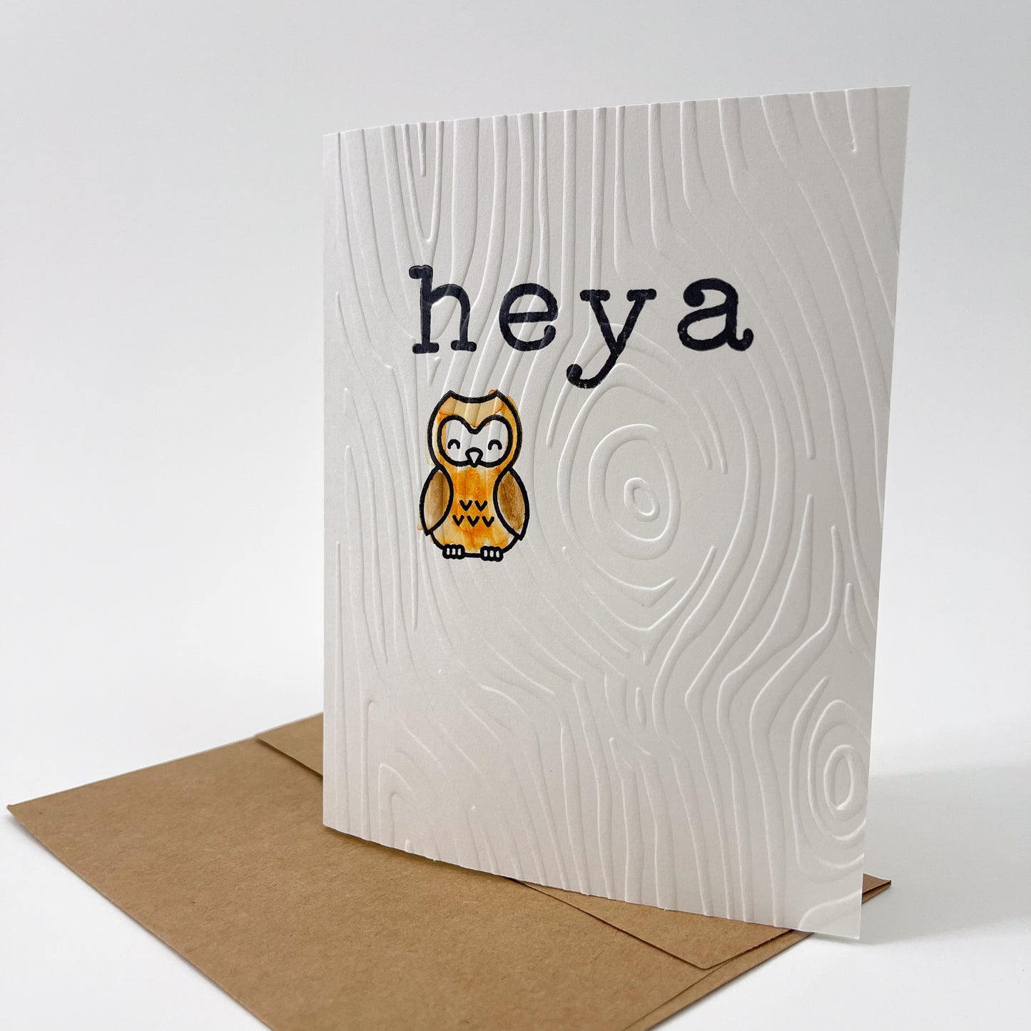 Handmade Owl Print "Heya" Note Card