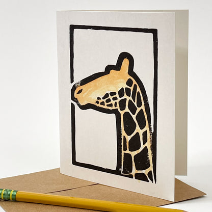 Watercolored Giraffe Note Card, Reproduction Print