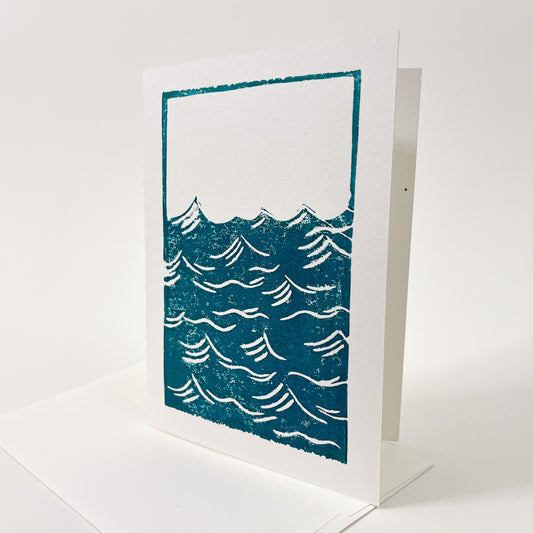 Waves Design Note Card, Hand Printed