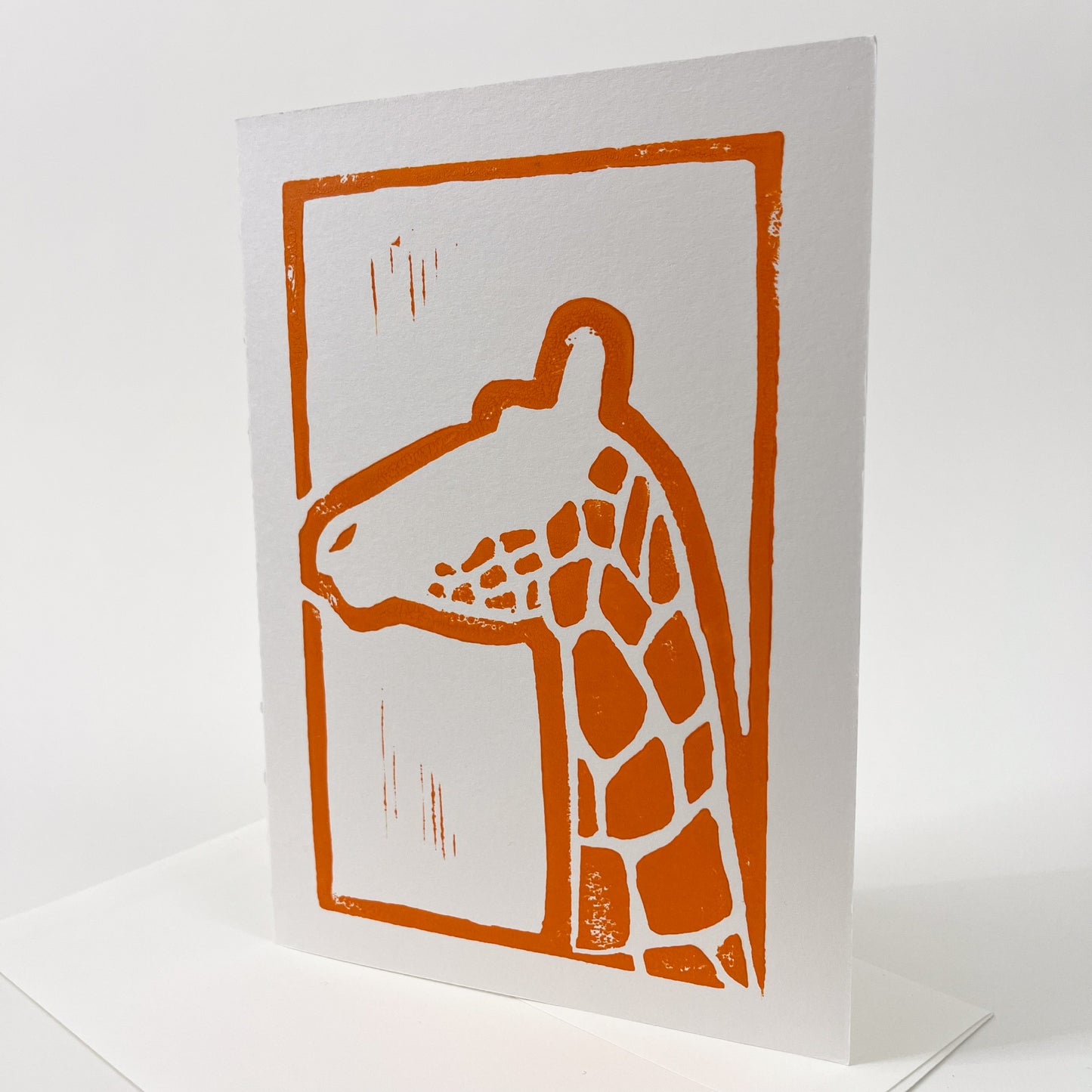 Giraffe Design Note Card, Hand Printed